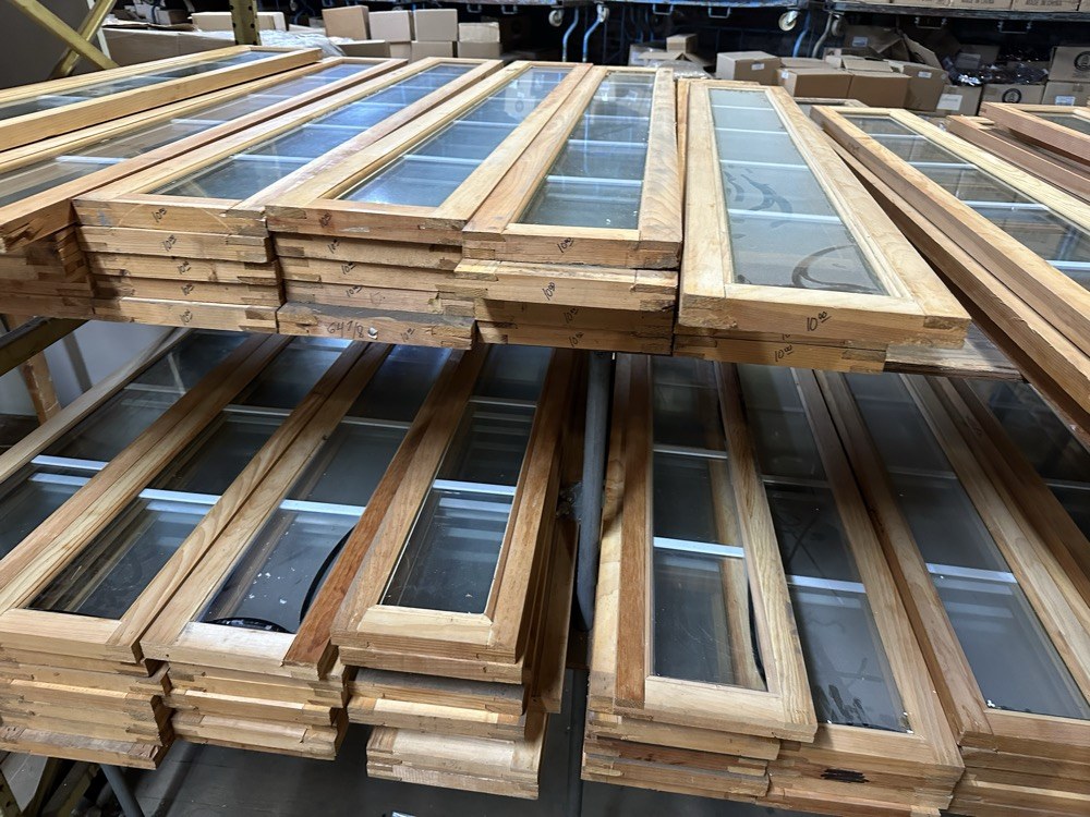 Glazed wood door and sidelight components